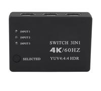 ASHATA Conmutador3x1, Selector de Pantalla de Interruptor de Interfaz Multimedia HD 4K 60Hz con Control Remoto, Divisor de Conmutador de Vídeo de 600Mhz 14,4Gbps paraHDTVDVD