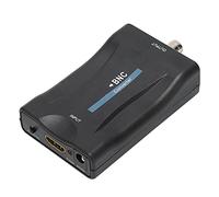 ASHATA Convertidor de Video a BNC, Conector de Salida Coaxial a BNC con Salida de de 3,5 Mm, Caja de Conversión de Señal de Video (Negro)