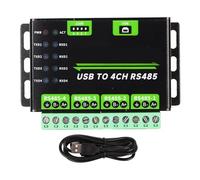 ASHATA Convertidor USB a 4CH RS485, TVS Integrados Fusible Reiniciable Resistencias 120R Adaptador Aislado Industrial USB a RS485, Aleación de Aluminio, Soporte para Montaje en Pared y