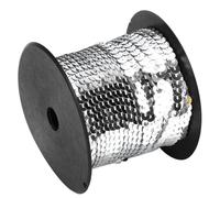 ASHATA Cuerda de Lentejuelas de 6mm de 100 Yardas, Accesorio Decorativo, Línea de Lentejuelas de Resina Plástica para Manualidades DIY, Costura, Decoración de Disfraces, Láser Plateado (100