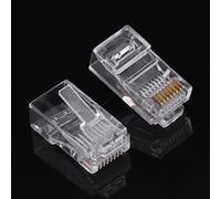 ASHATA Enchufe Modular Cat5e RJ45 de 100 Piezas, Conector de Red de Internet Cat5 Cat5e, Cabezales de Enchufe Modular de Cable RJ45 8P8C, Accesorios de Conexión de Red, Transparente