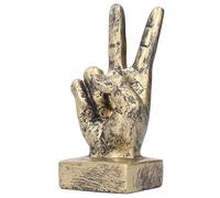 ASHATA Escultura Creativa de Resina con Gesto de Dedo, Decoración de Escritorio Retro para Estantería de Oficina en Casa, Estatua de Signo de Victoria Vintage con Base Texturizada, 6,1 Pulgadas