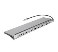 ASHATA Estación de Acoplamiento 12 en 1, Tipo C a Dual, Concentrador USB con Pantalla VGA PD RJ45, Salida 4K HD para Portátiles