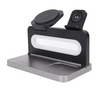 ASHATA Estación de Carga Inalámbrica de 4 In1, 15 W de Carga Rápida Cargador Inalámbrico Magnético con Luz para los Auriculares para Ver Teléfono