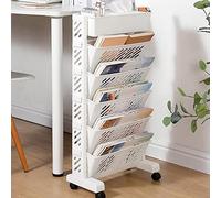 ASHATA Estante Giratorio de Plástico con Ruedas de 4 Niveles para Oficina | Soporte de exhibición giratorio, carrito rodante móvil, diseño que ahorra espacio, almacenamiento debajo del escritorio,