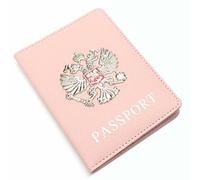 ASHATA Funda para Pasaporte Elegante con Bloqueo Magnético de Piel Sintética para Viajes, Organizador para Pasaporte, Tarjetas, Billetes, Color Marrón (Pink)