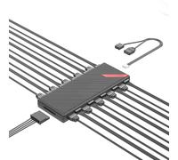 ASHATA Hub de Ventilador, Concentrador ARGB de 5 V y 3 Pines, Concentrador de Ventilador PWM ARGB con Diseño de Placa Trasera Magnética, Puerto de Alimentación Serial ATA, Concentrador