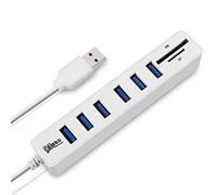 ASHATA Hub USB, HubSplitter USB 2.0 con Lector de Tarjetas, Plug and Play Intercambiable en Caliente, para Ordenador Portátil y PC (ASHATAFkhUQKB-W-8)