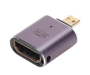 ASHATA Interfaz Multimedia HD, Conector Micro HD a HD, Adaptador de Interfaz Multimedia Hembra a Micro HD con Luz LED Soporte de 48 Gbps Convertidor Micro HD 8K