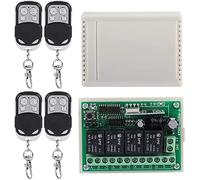 ASHATA Interruptor de Control Remoto Inalámbrico de 4 Vías Universal para Aparatos Eléctricos y Equipos con Relés,hasta 50-100 Metros(Jog,Autobloqueo,Enclavamiento) KG1204-A DC 12V 433MHz