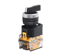 ASHATA Interruptor Giratorio Selector de Reinicio Automático de 22 Mm y 3 Posiciones Largo LA38 20BX33, Interruptor de Control 10A para relé de Contactor de Arranque Electromagnético