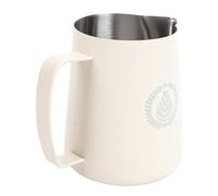ASHATA Jarra de Espuma de Leche de Acero Inoxidable de 600 Ml para Latte Art Jarra Humeante con Escala de Medición Boquilla de Precisión Ergonómico (WHITE)