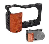 ASHATA Jaula de Cámara con de Madera para ZV E10, Plataforma de Cámara de Aleación de Aluminio Rig Anti-Slip Almohadilla 1/4 3/8 Hilos y Zapatillas Frías Compatibles