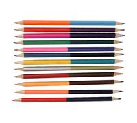 ASHATA Juego de Lápices Borrables de Doble Cara, 12 Uds., Lápices de Doble Punta Preafilados para Dibujar, Escribir, Corregir Tareas (12 = 24 de colores dobles)