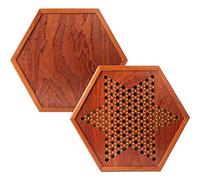 ASHATA Juego de Mesa de Damas Chinas Portátil, Damas Chinas Hexagonales de Madera con Canicas, Juego Familiar de Almacenamiento con Cajones para Niños y Adultos (como se Muestra)