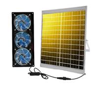 ASHATA Kit de 3 Ventiladores Solares para Invernadero, Ventilador de Escape con Energía Solar de 25 W, Ventilación de Alta Velocidad, Clasificación IP67 a Prueba de Intemperie, para