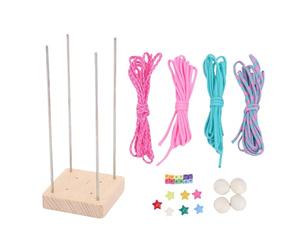 ASHATA Kit de Tejido de Puño de Mono, Paquete de Material de Fabricación de Bola de Paracord con Base de Madera, Varillas de Acero Inoxidable 4 Cuerdas de Color para Mochila de Llavero.