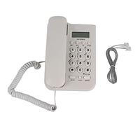 ASHATA KX-T076 Teléfono con Cable, Fijo Alámbrico para Montura en Pared y Sobremesa con Pantalla, Telefonía de Escritorio para el Hogar y la Oficina (Blanco)