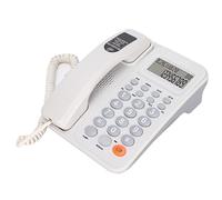 ASHATA KX-T2027CID Teléfono con Cable, Teléfono Fijo con Pantalla LCD, Teléfono de Escritorio para el Hogar, Oficina, Hotel, Teléfonos Fijos con Cable con Contestador Automático, Llamada Semi(Blanco)