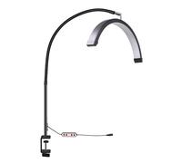 ASHATA Lámpara de Belleza de Media Luna LED de 16 Pulgadas, Luz de la Extensión de las Pestañas Luz de Relleno de Uñas con Manguera Giratoria de 360 ° 3 (BLACK)