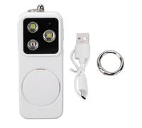 ASHATA Luz de Alarma de Seguridad de 150dB, Llavero de Alarma de Seguridad Recargable con Luz LED, Clip, Iluminación de 4 Modos, Batería de 500mAh (White)