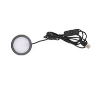 ASHATA Luz LED Redonda con Enchufe USB, Carcasa de Aluminio Ultradelgada para Iluminación Debajo del Mostrador, Luz Natural Siempre Encendida para Cocina USB 5V, Interruptor de Botón Simple, Cable
