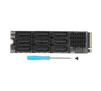ASHATA M.2 a SATA 3.0 Adaptador de 9 Puertos, M.2 NVME M Key PCIe3.0 X2 a la Tarjeta de Extensión del Disco Duro del Convertidor ATA 3.0 Serial, para PC de Escritorio