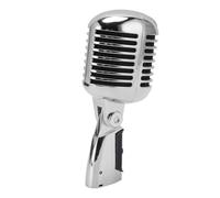 ASHATA Mic, Cardioid Pick -Up Micrófono Dinámico de Estilo Retro para Estudios (Silver)