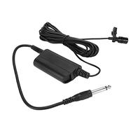 ASHATA Micrófono de Solapa Lavalier, Micrófono Omnidireccional con Clip con Cable para Tambor, Saxofón, Piano, Material ABS Negro Ligero