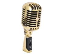 ASHATA Micrófono Dinámico Retro para Grabación de Podcast, Micrófono de Recolección Cardioides para Voces, Amortiguación de Ruido y Vibración, ángulo Ajustable, Micrófono de Computadora