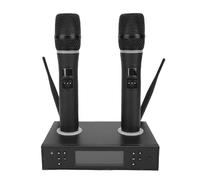 ASHATA Micrófonos Inalámbricos, de Micrófono Inalámbrico Dinámico Antiaullidos Plug and Play con Micrófonos Inalámbricos Duales Receptor Recargable para Cantar Karaoke Discurso en