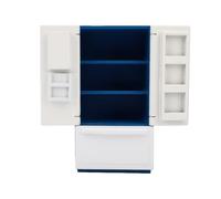 ASHATA Mini Casa de Muñecas Nevera Madera de Abedul Escala 1:12 | Refrigerador de doble puerta, cajón congelador, estantes ajustables, detalles hechos a mano, escena en miniatura, accesorio