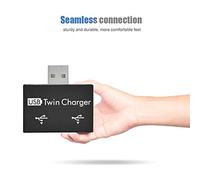 ASHATA Mini Concentrador USB Cargador de 2 Puertos Unidades Flash USB de PC, Adaptador Doble Blanco y Negro Portátil para Teléfono Móvil, Computadora, ABS de 4 * 4 * 1 Cm (White)