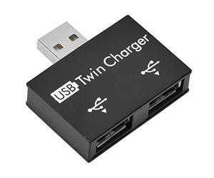 ASHATA Mini Hub USB 2.0 macho a 2 puertos USB doble cargador divisor adaptador convertidor kit para teléfono móvil/portátil (negro)