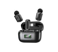 ASHATA Mini Micrófono Lavalier Inalámbrico para Teléfono PC, Micrófono USB C con Solapa con Reducción de Ruido AI, Mini Portátil con Clip Portátil Que Cambia de Voz AI (Black)