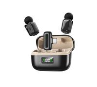 ASHATA Mini Micrófono Lavalier Inalámbrico para Teléfono PC, Micrófono USB C con Solapa con Reducción de Ruido AI, Mini Portátil con Clip Portátil Que Cambia de Voz AI (Albaricoque Negro)