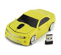 ASHATA Mini Ratón USB 2,4G, Ratón Inalámbrico para Ordenador con Forma de Coche Deportivo, Ratón de Ordenador con Sensor de Alta Precisión 2,4G para Ordenador Portátil (Yellow)
