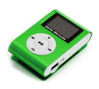 ASHATA Mini Reproductor de Música MP3 Portátil de Metal, Reproductor de MP3 con Pantalla LCD con Clip y Ranura para Tarjeta TF, Batería Recargable de 90 MAh, Plateado (Green)