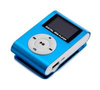 ASHATA Mini Reproductor de Música MP3 Portátil de Metal, Reproductor de MP3 con Pantalla LCD con Clip y Ranura para Tarjeta TF, Batería Recargable de 90 MAh, Plateado (Blue)