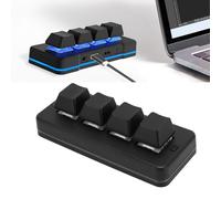ASHATA Mini Teclado de 4 Teclas, Teclado de Juegos Mecánicos, Teclados de Juegos de Programación, Inalámbrico Bluetooth con Cable USB Macro Teclado RGB Retroiluminado para Teléfono