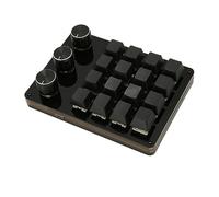 ASHATA Mini Teclado Mecánico Macro para Juegos, 16 Teclas, 3 Perillas, Teclado con una Mano, Teclado Macro Programable, Interruptor Azul, Intercambiable en Caliente para Juegos, Oficina