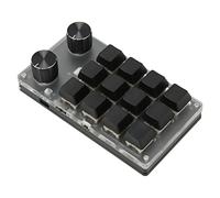 ASHATA Mini Teclado para Juegos, USB con Cable o Inalámbrico Bluetooth, Teclado Personalizado Programable con Perilla, Teclado Mecánico con una Sola Mano para Win Vista Linux, Plug (12