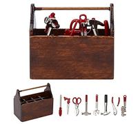 ASHATA Modelo de Caja de Herramientas de Madera en Miniatura para 1 12 Accesorios de Casa de Muñecas, Caja de Herramientas Ecológica para Casa de Muñecas con Mano de Obra Fina, Mini de Liviana y