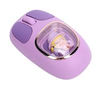 ASHATA Mouse Inalámbrico de Tema de Muñeca Linda, 2.4g Inalámbrico y Bluetooth 5.0 3.0, Retroiluminación RGB, Mouse Inalámbrico óptico Silencioso con Receptor USB para Computadora (Purple)