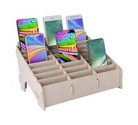ASHATA Múltiples Celdas Caja de Almacenamiento de teléfonos móviles,Caja de Madera de Administración de Celular para Escritorio,Organizador de Escritorio Multifuncional Caja,Soporte de Móvil
