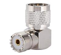ASHATA N Conector de Adaptador de ángulo Recto Macho a Hembra, N Conector de Adaptador de ángulo Recto Macho a Hembra Tono Plateado Conector n Ángulo Recto para Aplicaciones de RF, Antenas