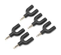 ASHATA Paquete de 5 Divisores de Tipo U de 3,5 Mm, Divisor de Conector de Auriculares Dual Bidireccional de 3,5 Mm, Divisor de Auriculares Compatible con Teléfono Inteligente, Mesa,