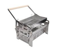 ASHATA Parrilla de Carbón Volteada de Acero Inoxidable con Rotación de 360 grados para Barbacoas y Picnics en el Patio Trasero, Tamaño Compacto de 15,55x11,02 Pulgadas