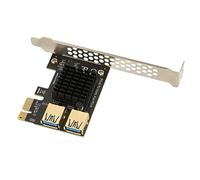 ASHATA PCI E 1 a 2 Riser Card, PCI-E 1X a External 2 PCI E USB 3.0 Adapter Multiplicador Card para Bitcoin Ethereum Mining, PCIe Splitter Riser Card, para para Win7 8 10 11 (Tablero