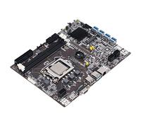 ASHATA Placa Base DDR3 Miner, Placa Base LGa 1155 8 USB3.0 CPU Core Graphics, Fuente de Alimentación Trifásica, Placa Base B75 Miner con CPU de Doble Núcleo para Eth para BTC
